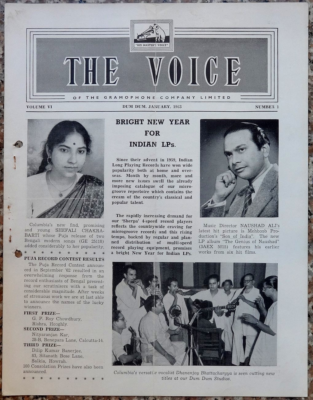 India THE VOICE January 1963 HMV Magazine - Naushad Ali's Son of India