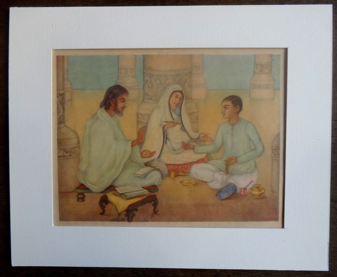 India Life of Gandhi print in card frame  8" x 10" M