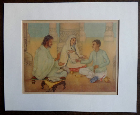India Life of Gandhi print in card frame  8" x 10" M