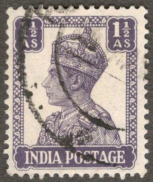 (AOP) India KGVI 1940-43 1 1/2a INVERTED WATERMARK used. SG 269w £40