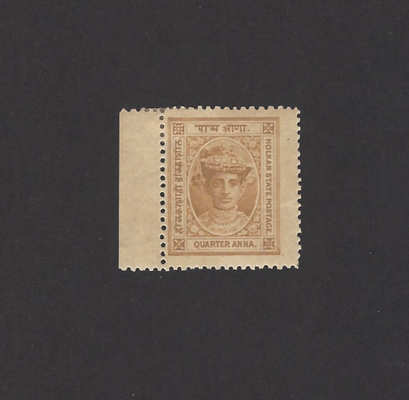 India Indore State 1904 1/4a brown – color error? MH