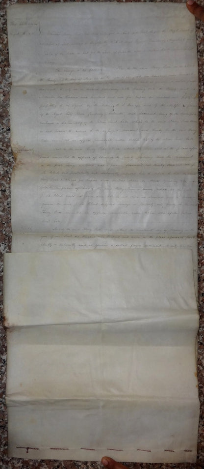 India 1906 parchment animal skin Court doc Charge of forging a promisory note Ӝ