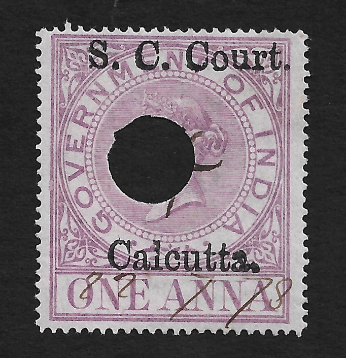 India SMALL CAUSE COURT CALCUTTA QV 1868- on QV revenue 1a used Barefoot #43
