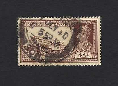 India KGVI 1937 4as Mail Train with watermark inverted used