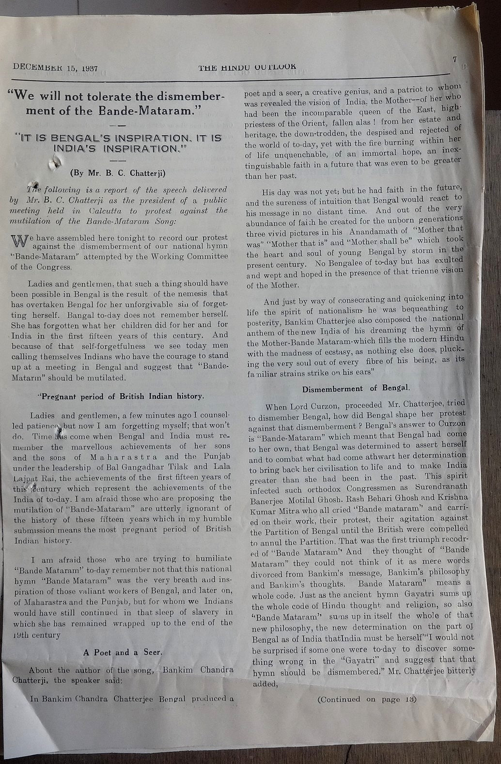 The Hindu Outlook weekly newpaper of the Hindu Mahasabha 1937 India 16pgs