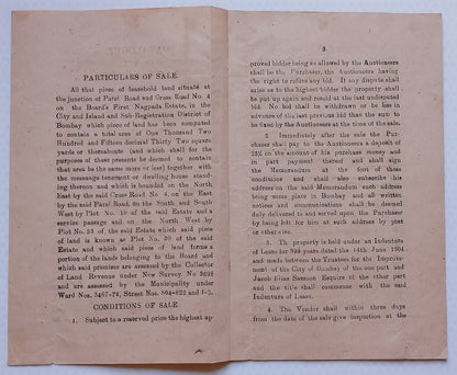 BOMBAY, India 1921 Nagpada Estate property Auction doc wi KGV revenue stamp