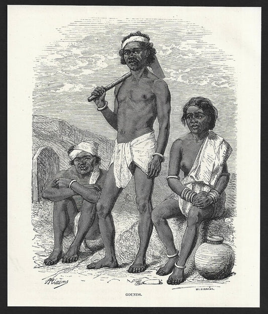 India GOUNDS engraved print ex libris Rousslet 1876 7"x6"