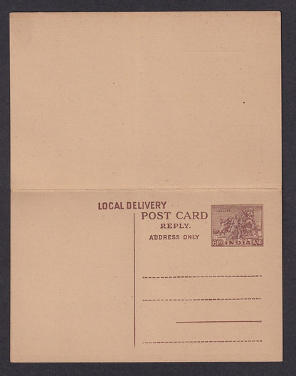 India c.1950 LOCAL DELIVERY postal card & reply card mint (2)