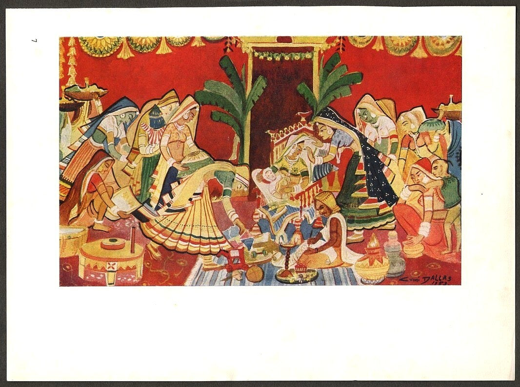 India vintage print- BARSA Baby naming ceremony