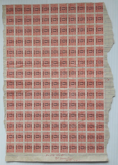 India 154 Refugee Relief revenue stamps on document page