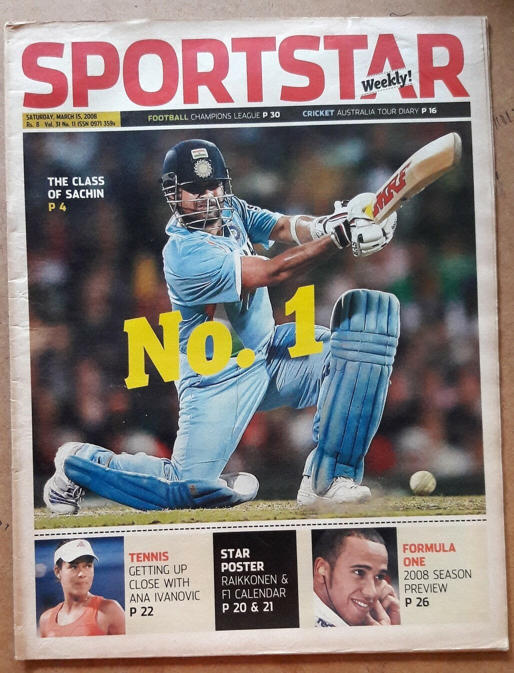 India Sportstar 2007-10 CRICKET cover issues 10” X 13” (5)