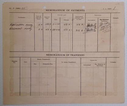 (AOP) India share certificate - 1948 LADNUM ELECTRIC SUPPLY CO. LTD.