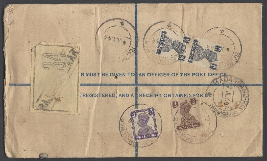 AOP India KGVI registered envelope usages (5)