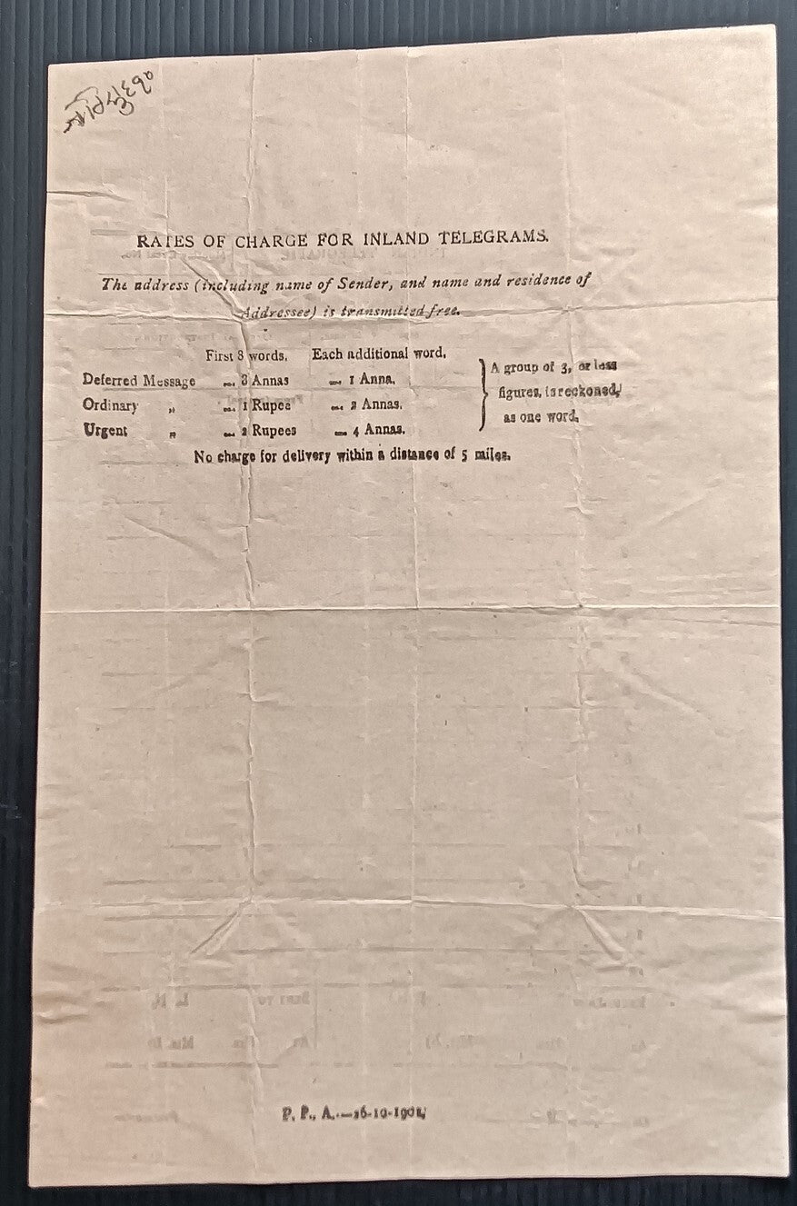 India 1903-10 used telegraph forms (5)