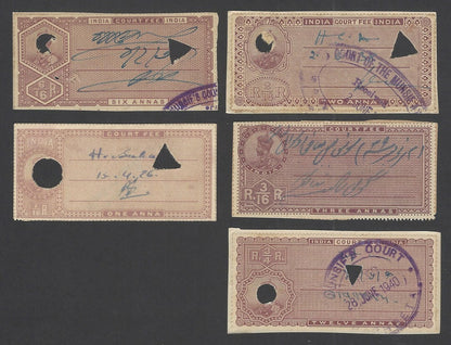 India Court Fees KGV King George V to 20Rs 
