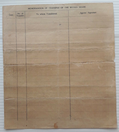 India The Ahmedabad New Textiles Mills Co. 1941 share certificate NO - 3154