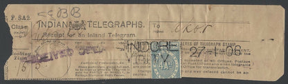 India Telegraph receipts with QV and KedVII TELEGRAPH STAMPS (6)