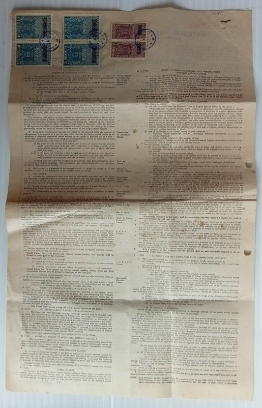 India 1974 Insurance document with stamps S.S.LENINGRAD to Rostock Germany