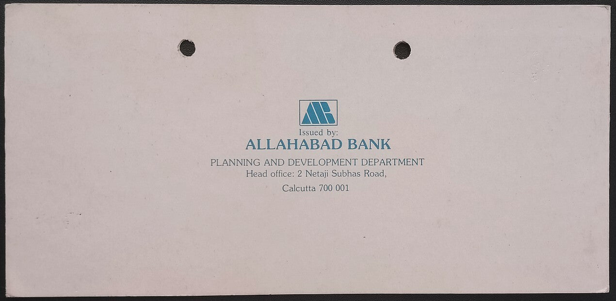 Allahabad Bank, India SPECIMEN travellers checks in folder