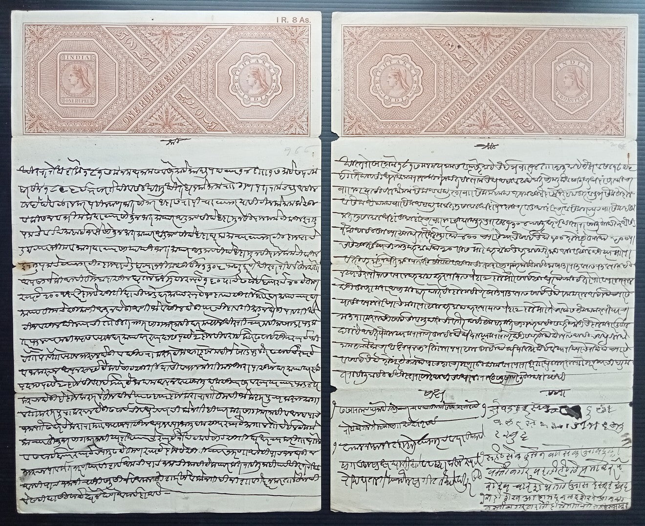 (AOP) India accumulation of mainly QV - KGV stamp papers (87 items)