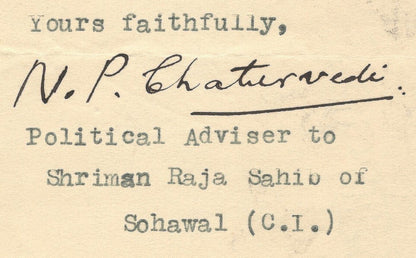 India 1946 crested letter SOHAWAL STATE