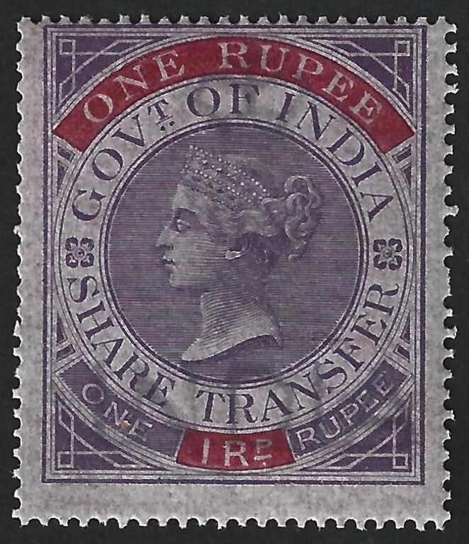 India QV 1866 Court Fee 1R MNH