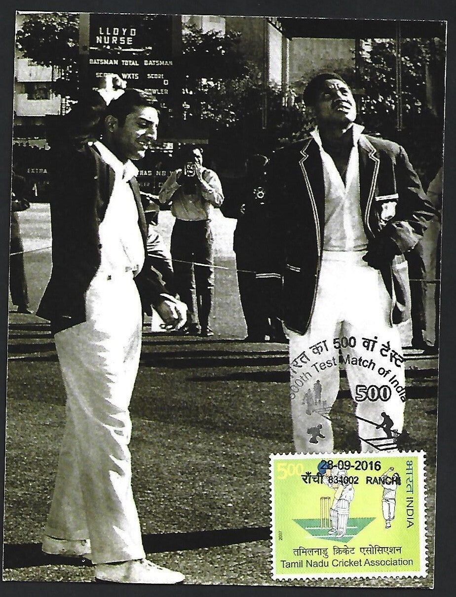 India Special CRICKET card 500th Test Match of India MANSOOR ALI KHAN