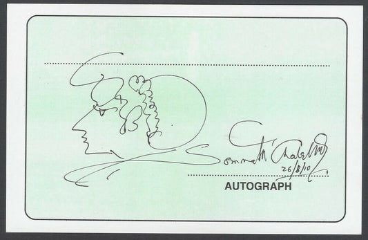 AOP Somnath Chatterjee, Artist pen sketch on autograph card India 