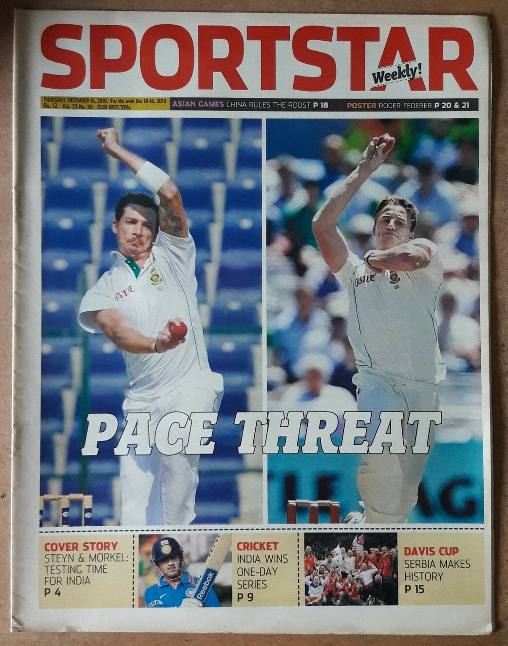 India Sportstar 2006-11 CRICKET cover issues 10” X 13” (5)