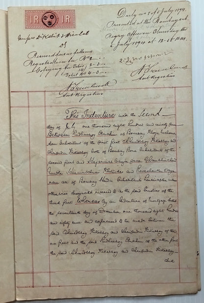 AOP India 1894 4 page Indenture QV 1R