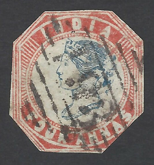 India 1854 4a 3rd printing SG23a cut to shape canc T5 193 DERA ISMAIL KHAN