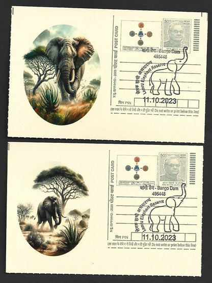 India ELEPHANTS 2023 Lemru Elephant Reserve pictorial commemorative postcards x8