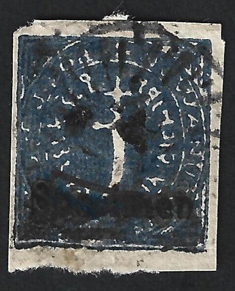 India Nawanagar 1877 1doc blue used. SG 1 £35