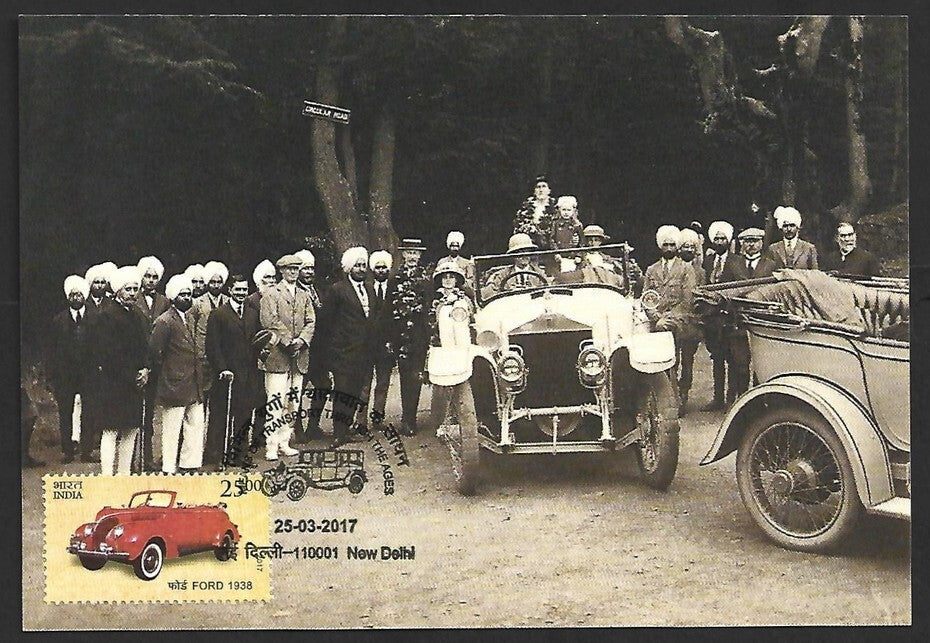 AOP India souvenir VINTAGE CARS card ROLLS ROYCES in a right royal procession