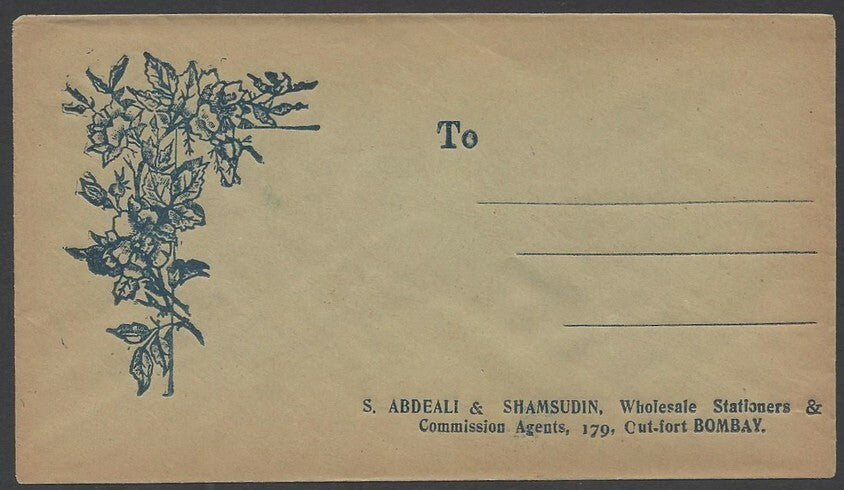 India c.1905 pictorial flowers bazar envelope unused
