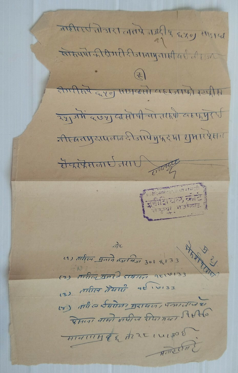 India Salumber Thikana Mewar State document with official seal
