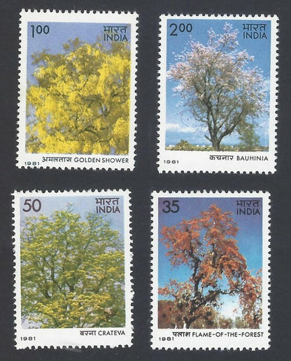 AOP India 1981 Flowering Trees set of 4 MNH