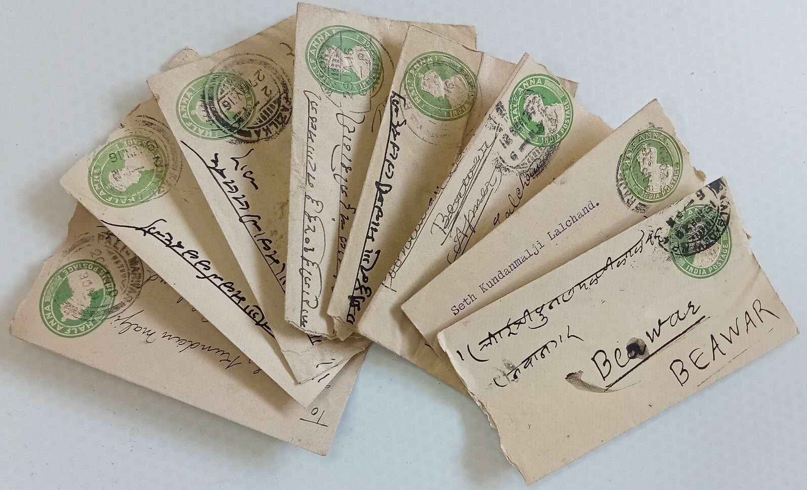 AOP India KGV 1/2a green envelopes x 100 selected for condition WHOLESALE