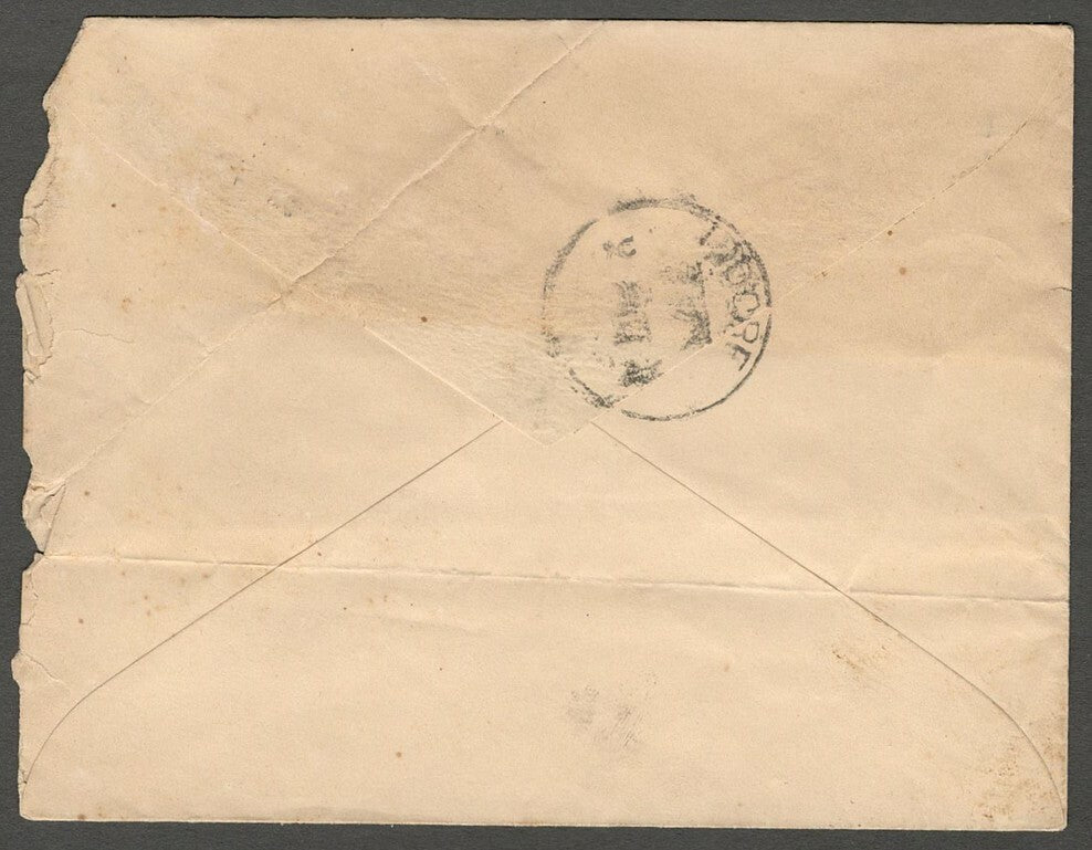 AOP India Indore State 1904 1/2a brown envelope canc. TARANA 