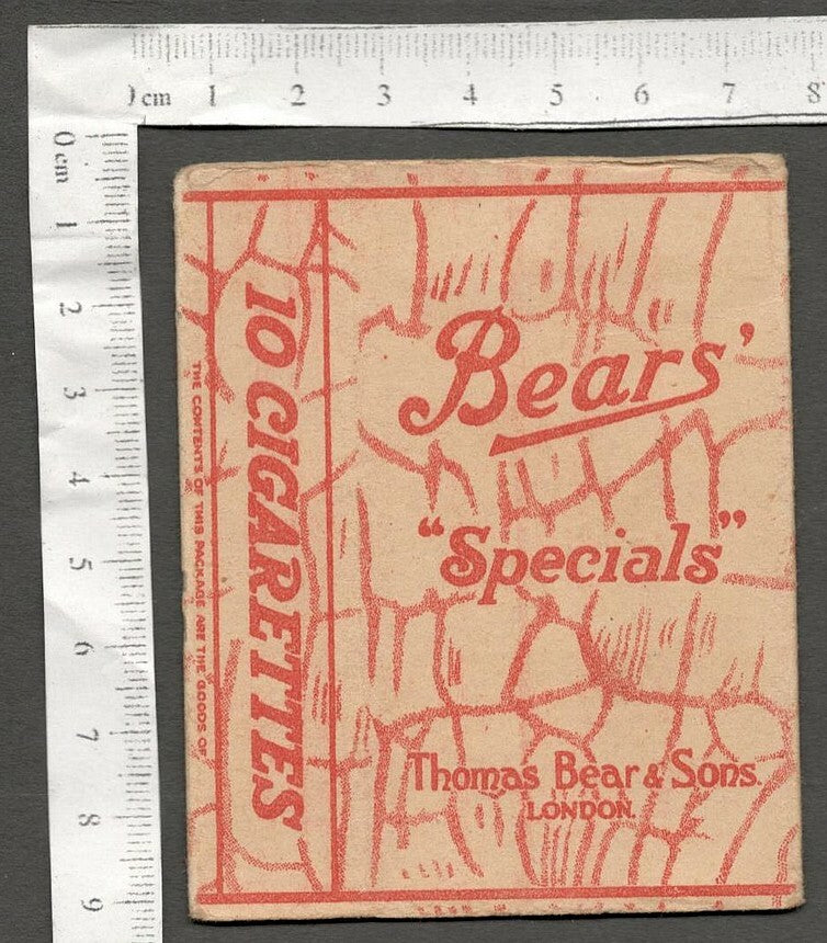 AOP India vintage cigarette packet BEAR'S SPECIALS