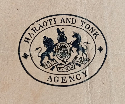 AOP India 1911 crested mourning letter HARAOTI AND TONK AGENCY signed