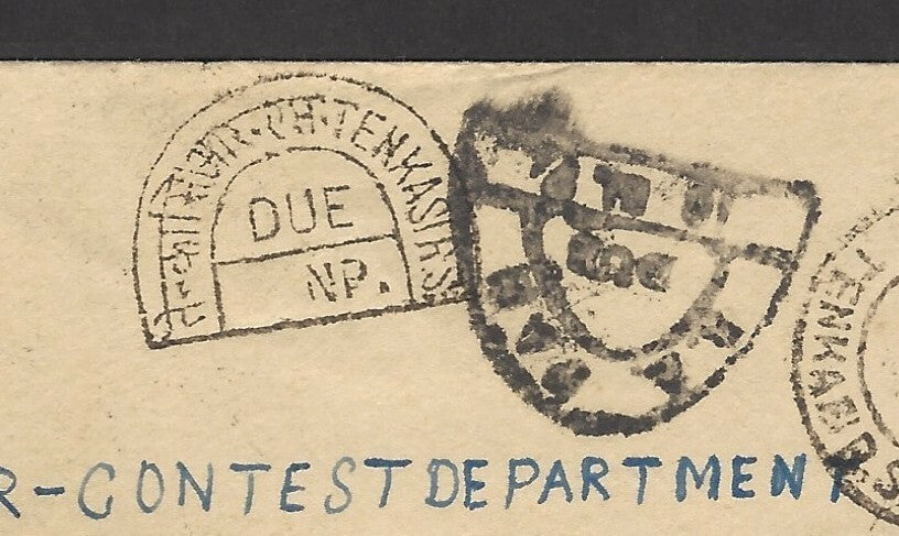 India 1972 cover with horseshoe R. R. TAX/DUE/ etc.