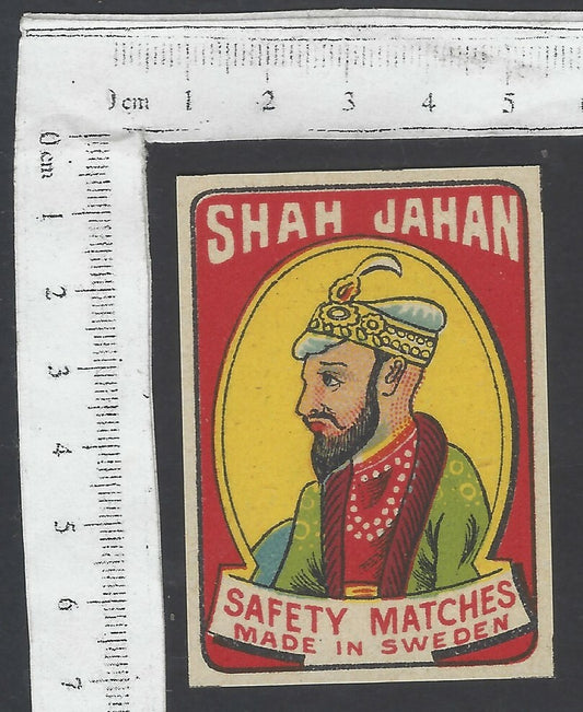 AOP India vintage matchbox label SHAH JAHAN