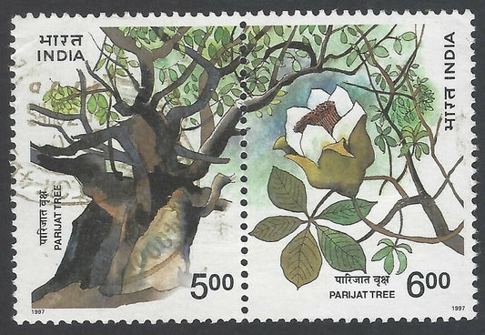 India 1997 Parijat se-tenant pair used