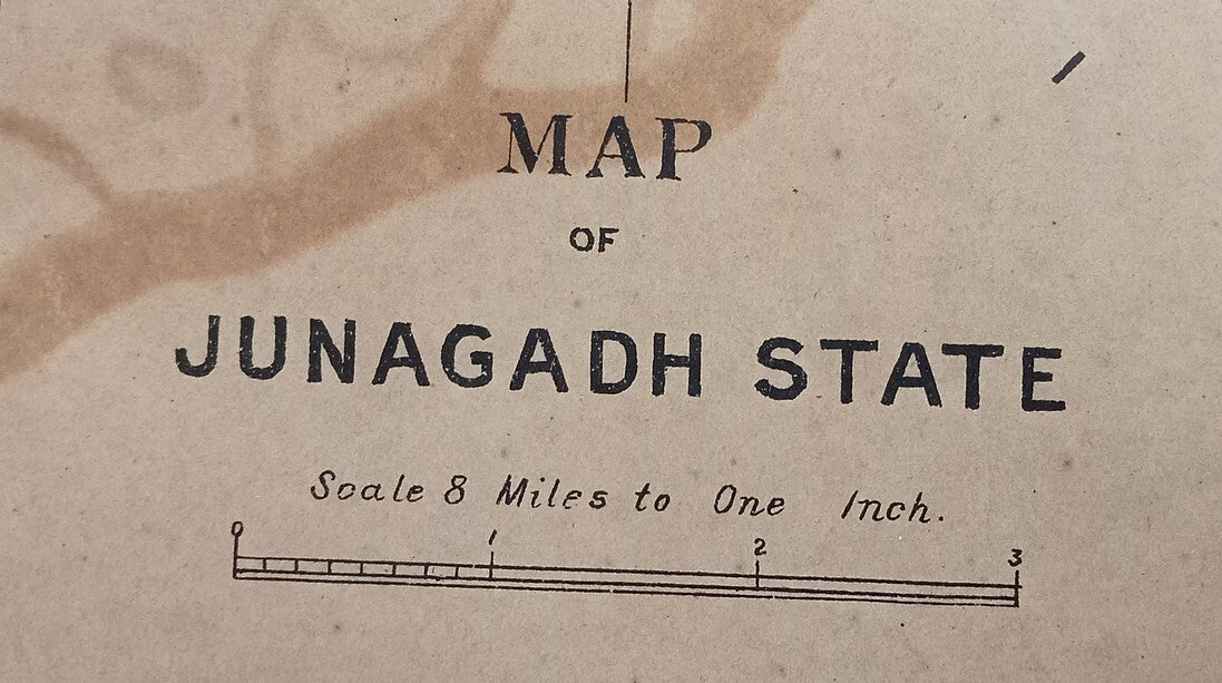 AOP India 1917 MAP of Junagadh State 33x45cm