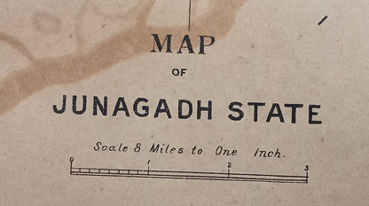 AOP India 1917 MAP of Junagadh State 33x45cm