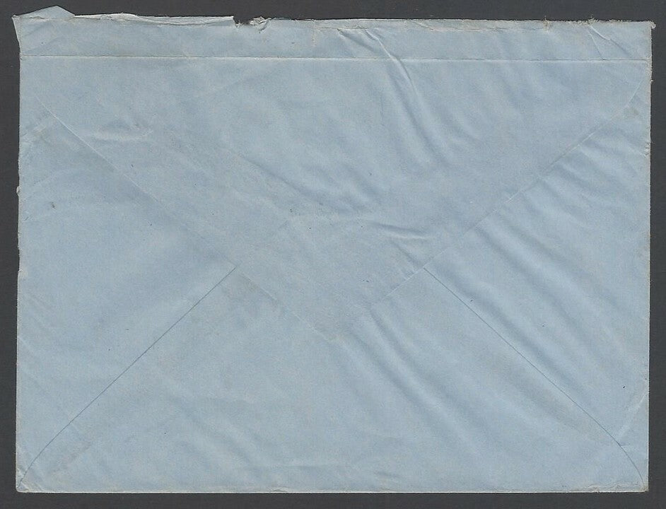 India 90np airmail envelope uprated 2np, 13np & 25np Maps to USA Re1.30 rate 