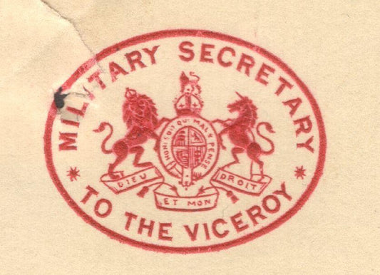 India 1928 crested letter MILITARY SECRETARY * VICEROY, VICEREGAL LODGE SIMLA