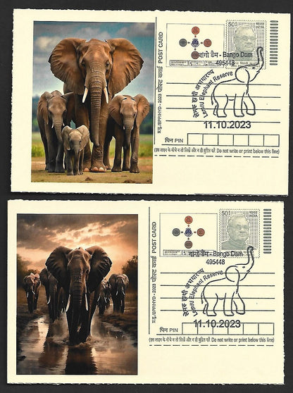 India ELEPHANTS 2023 Lemru Elephant Reserve pictorial commemorative postcards x8