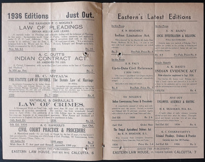 AOP India Eastern Law House, Calcutta Feb 1937 Book List